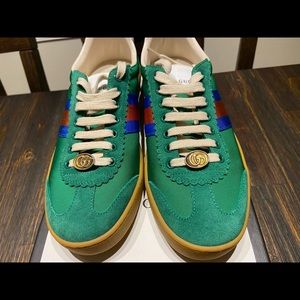 Gucci Green JBG suede and nylon GG sneakers